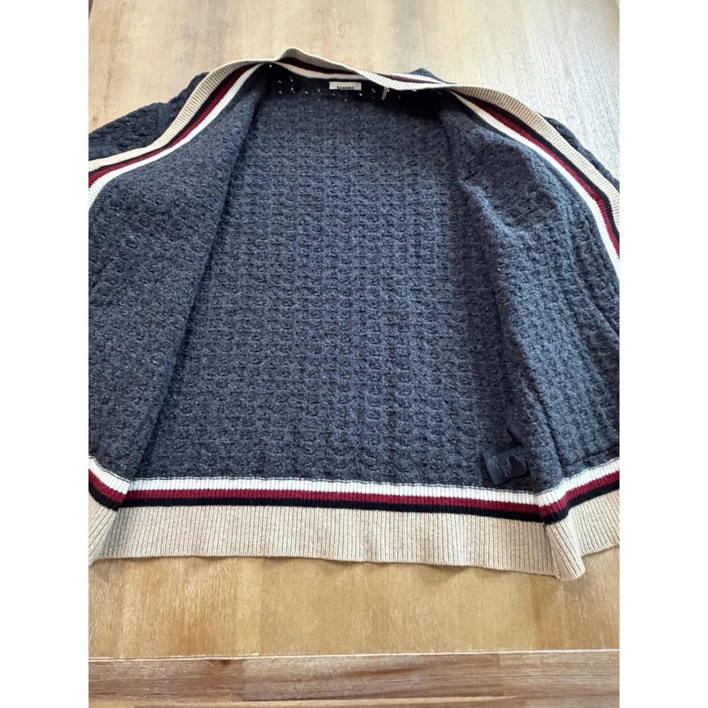 Sandro Paris Cardigan Wool Cable Knit Varsity Size 2, US Medium Monogram S - Picture 13 of 15
